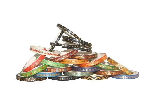 Vista 4 de YUBBAEX Juego de 26 rollos de cinta washi india, 0.197 in de ancho, tótem folclórico dorado fino decorativo para diario, álbum de recortes, agenda