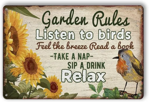 Vista 12 de Letreros de metal retro para jardín, decoración al aire libre, letrero de jardín con planta A, regalo de jardinería para mujeres, divertido arte