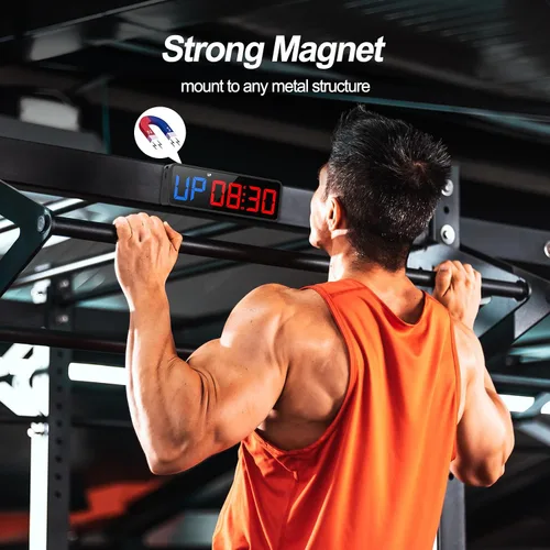 Vista 3 de ANJANK Pequeño reloj portátil con temporizador de gimnasio, imán fuerte, temporizador de intervalo de entrenamiento con batería potente, cronómetro