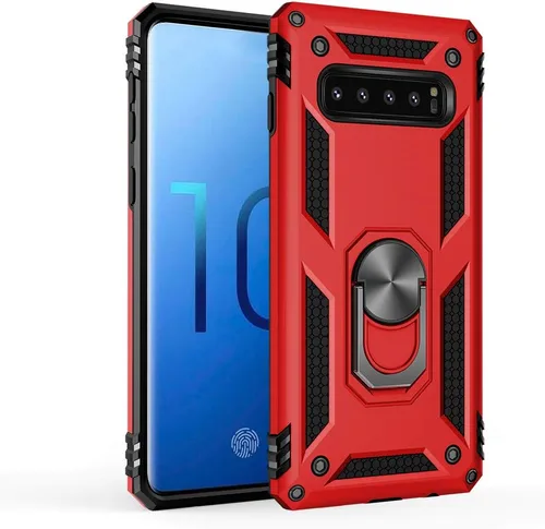 Vista 9 de Funda de grado militar para Samsung Galaxy S10 5G [compatible con S10 5G] Soporte de anillo giratorio de metal con soporte magnético integrado