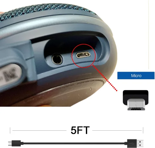 Vista 4 de Cable de carga micro USB de repuesto para JBL Clip 3, 2, JBL Flip 4, 3, 2, JBL Charge 3, 2, 2 Plus, cable de carga portátil impermeable para altavoz