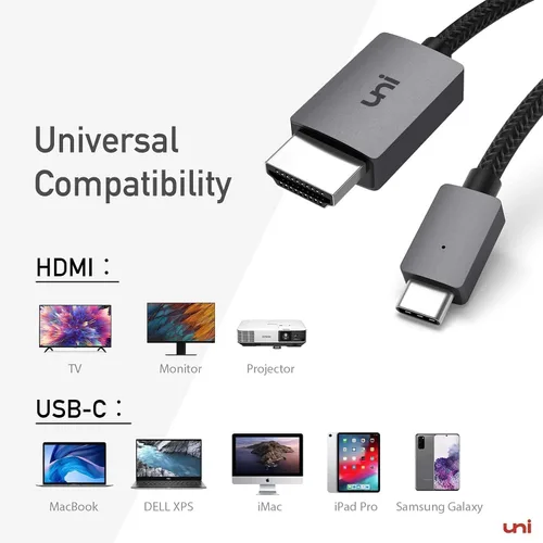 Vista 9 de Cable uni USB C a HDMI 1 m 4K a 30Hz, cable USB tipo C a HDMI de un solo sentido, [compatible con Thunderbolt 3/4] con MacBook Pro/Air, iPhone 15