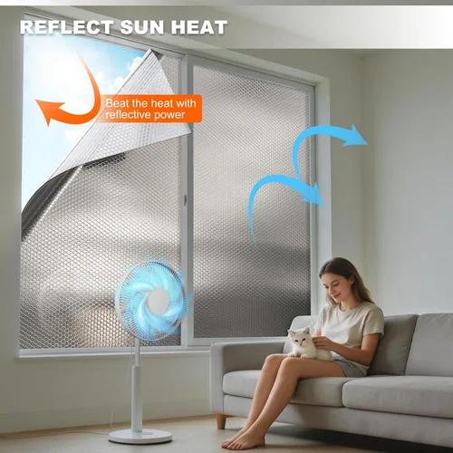 Vista 3 de Aislamiento de ventana para el calor del verano, rollo de aislamiento reflectante de burbujas de 16" x 10 FT, película reflectante para ventana