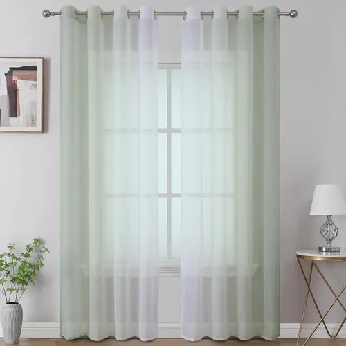 Vista 16 de Cortinas transparentes de color azul marino y negro para sala de estar, 52