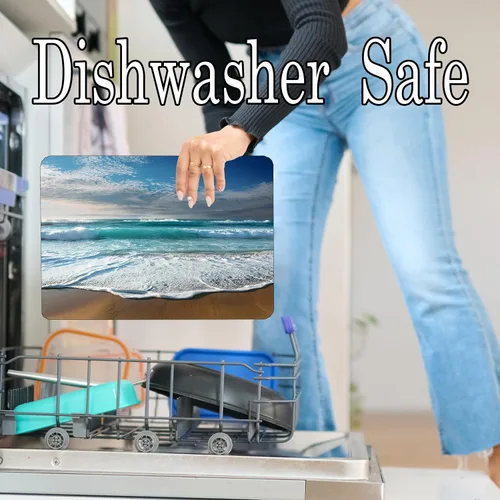 Vista 6 de Coastal Shoreline Waves Sandy Beach Tabla de cortar de vidrio para cocina, regalo decorativo (playa)