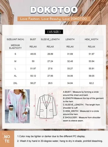 Vista 6 de Dokotoo - Chaqueta de manga larga y de vellón para mujer, cárdigan para el invierno, mullida, color sólido, frente abierto, con capucha