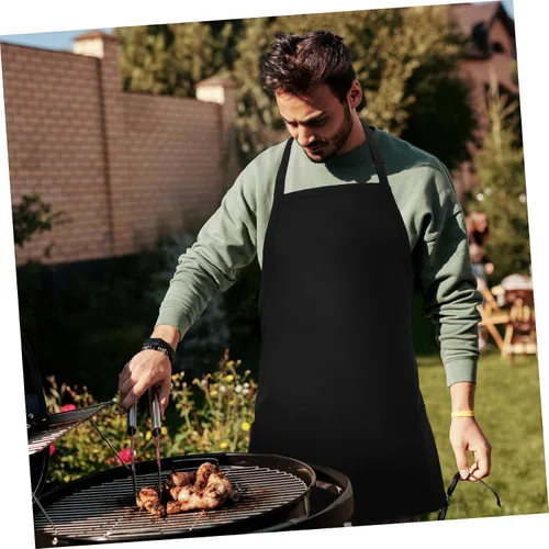 Vista 4 de GLEAVI Delantal de trabajo con bolsillos de correas para cocinar, hornear y pintar, diseño unisex para hombres y mujeres.