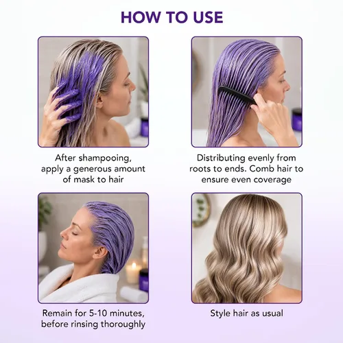 Vista 4 de Botanic Hearth Mascarilla morada para el cabello, para cabello rubio, plateado y gris, sin sulfatos ni parabenos, 8 onzas líquidas