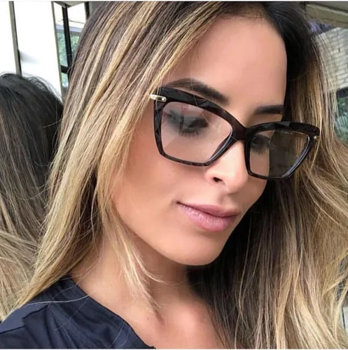 Vista 2 de FEISEDY Marco de gafas de ojo de gato, lentes transparentes, gafas para mujer B2440