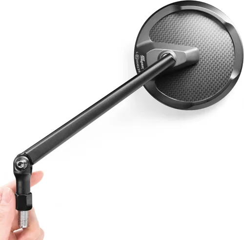 Vista 11 de KiWAV Aftermarket - Espejos retrovisores laterales redondos Mamba real fibra de carbono negro convexo ajustable M8 0.315 in 1.25 adaptadores de paso