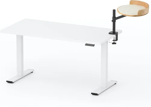Vista 16 de FLEXISPOT EN2 Escritorio de pie de una pieza entera de 48 x 30 pulgadas con regleta eléctrica, arce Parte superior de arce + marco blanco