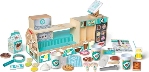 Vista 4 de Melissa & Doug Cafetería Coffee Shop Barista de Madera (35 Piezas) - Certificado FSC