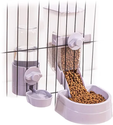 Vista 8 de Oncpcare Dispensador Automático de Alimentos para Conejos de 1L, Cuencos de Alimentos y Agua para Conejos, Comedero Pequeño para Mascotas con Tapa
