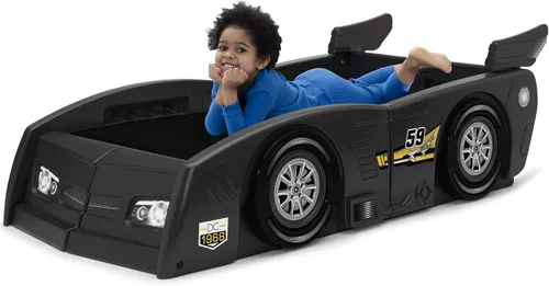 Vista 8 de Delta Children Grand Prix Race Car - Cama para niños pequeños y individuales, color negro