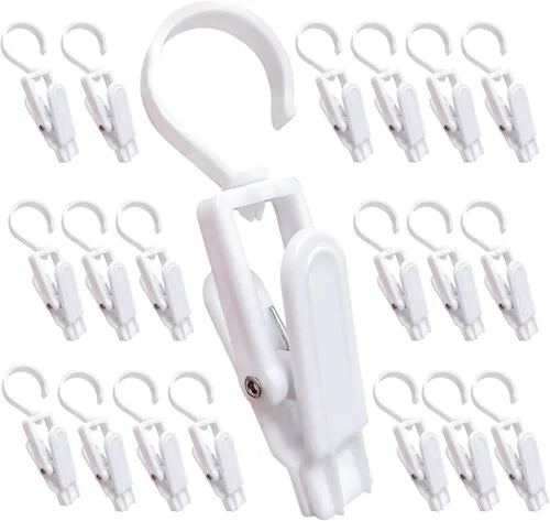 Vista 10 de 12 piezas de ganchos giratorios súper resistentes de plástico, clips para cortinas, alfileres para ropa, clips para toallas de playa, clips