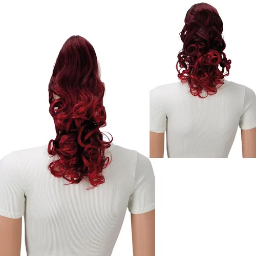 Vista 28 de PRETTYSHOP 16 o 20 pulgadas clip para el pelo en extensión cola de caballo 2 en 1 rizada resistente al calor