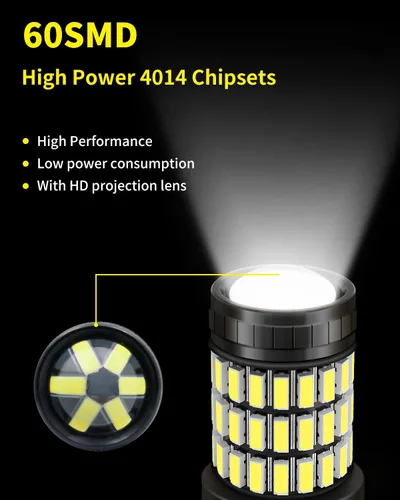 Vista 4 de Xenon White T20 7443 7444 7440 Bombillas LED con proyector de retroceso de luces compatibles con Honda 2001 2002 2003 2004 2005 2006 2007 2008 2009
