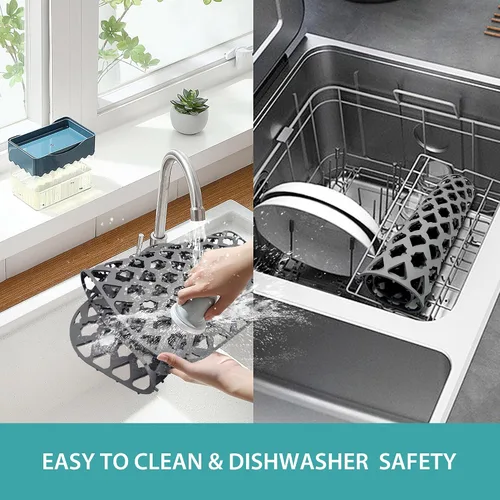 Vista 7 de Protectores de fregadero para fregadero de cocina, accesorio para fregadero de cocina, alfombrillas de silicona para colador de acero inoxidable