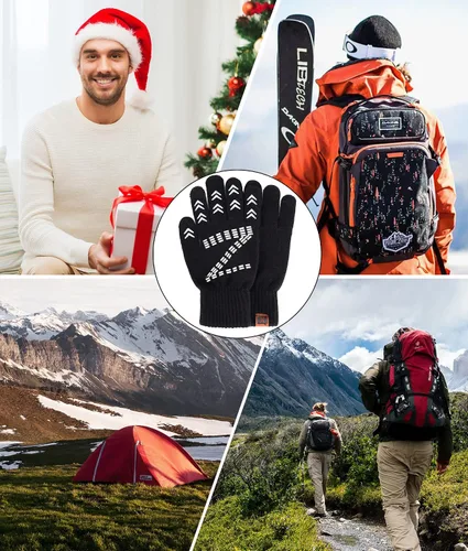 Vista 6 de FZ FANTASTIC ZONE Guantes de invierno para hombre, cálidos, térmicos, suaves, de lana, para pantalla táctil, para mujer