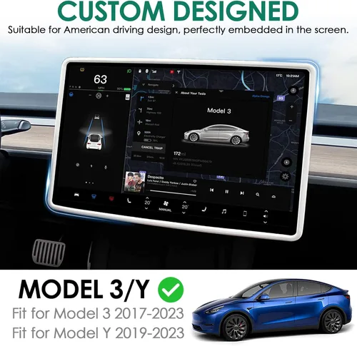 Vista 6 de Marco protector de pantalla compatible con Tesla Model 3 Modelo Y 2024 2023 2022 2021 2020 2019 Cubierta protectora de borde de pantalla