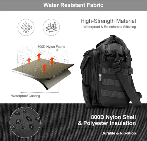 Vista 6 de Bolsa de mensajero táctica de Stypos para hombre, maletín militar para laptop de 14 pulgadas/15.6 pulgadas/17.3 pulgadas, bolsa de hombro