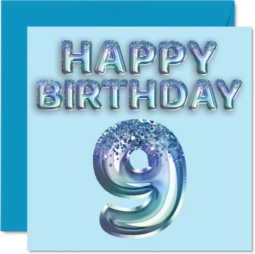 Vista 56 de Stuff4 Tarjeta de primer cumpleaños para niños, globo de fiesta con purpurina azul, tarjetas de feliz cumpleaños para niño de 1 año, nieto, hijo, 57