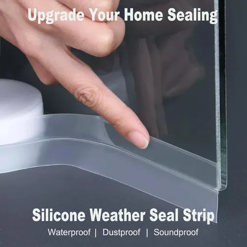 Vista 13 de 49 pies de cinta de sellado para clima transparente, sello de puerta, cinta adhesiva para evitar corrientes de aire para puertas, cinta de sellado