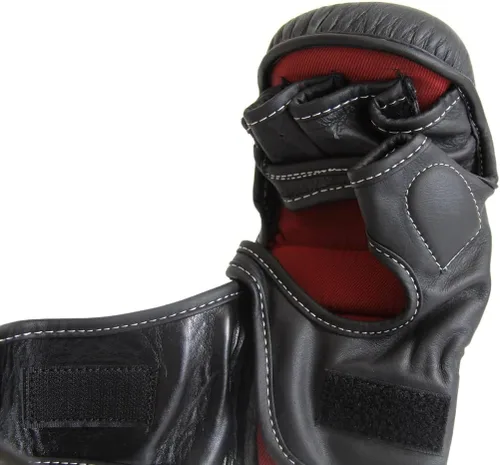 Vista 5 de SMAI Guantes híbridos de cuero MMA Sparring: cuero de primera calidad para Kickboxing, lucha en jaula, huelga, grappling, artes marciales