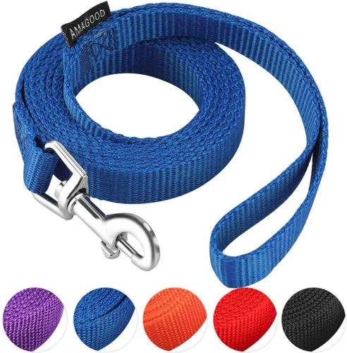 Vista 65 de AMAGOOD 6 pies de correas para cachorros/perros, correa de estilo tradicional resistente con gancho de cuello fácil de usar, correa para perros Negro