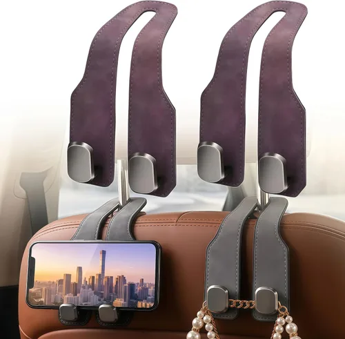 Vista 9 de Ganchos para reposacabezas de asiento de automóvil, soporte de doble gancho Marrón