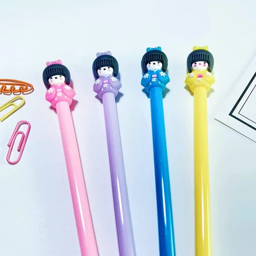 Vista 4 de Juego de bolígrafos de gel a la moda, lindo color caramelo, colorido, tinta de gel, bolígrafos kawaii encantadores dibujos animados japonesas