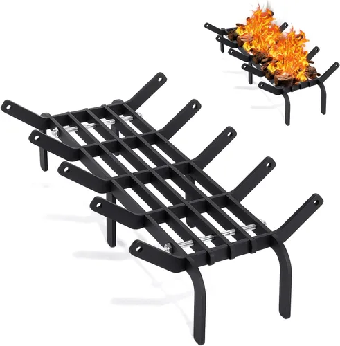 Vista 6 de Rejilla para chimenea, rejilla de chimenea de 16 pulgadas, resistente de acero de alto carbono, para interiores y exteriores, para estufa de leña