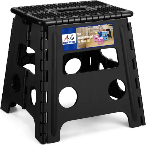 Vista 12 de ACKO Taburete plegable de 13 pulgadas, soporta 300 libras para adultos y Bicolor Verde