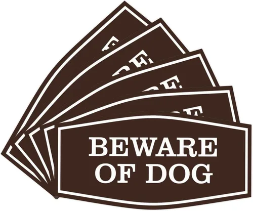 Vista 17 de All Quality Fancy Beware of Dog Letrero Material duradero Señales de seguridad para el hogar Fácil de instalar (negro/oro), mediano, 1 paquete
