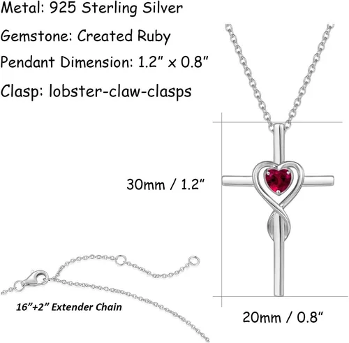 Vista 3 de FANCIME Collar de cruz de piedra natal para mujer, collar de piedra natal, collar con colgante de cruz infinita, joyería fina, regalo de Navidad