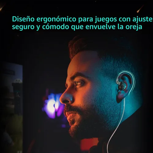 Vista 7 de KZ Auriculares intrauditivos Saga, 0.1 in Jack Gaming IEMs con micrófono