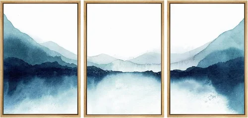 Vista 69 de SIGNWIN Lienzo enmarcado para pared, juego de arte sereno de pantanos con humedales verdes e ilustraciones de agua tranquila, arte moderno