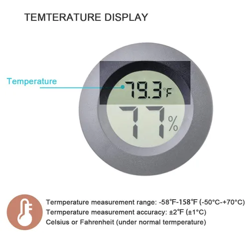 Vista 5 de 3 unids mini higrómetro termómetro interior exterior redondo medidor de humedad Fahrenheit Celsius medidor de temperatura conmutable Sensor