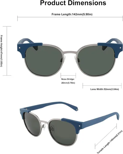 Vista 3 de KENBO Lentes de sol polarizados para hombres y mujeres, montura sin montura 34, lentes de sol retro con bloqueo UV