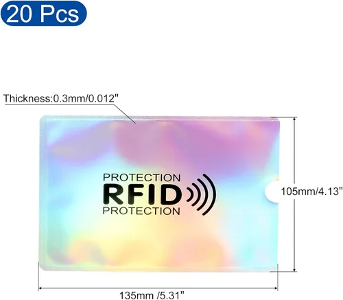 Vista 2 de PATIKIL Fundas de pasaporte con bloqueo RFID con patrón, paquete de 20 protectores de identidad antirrobo para billetera NFC, viajes, láser