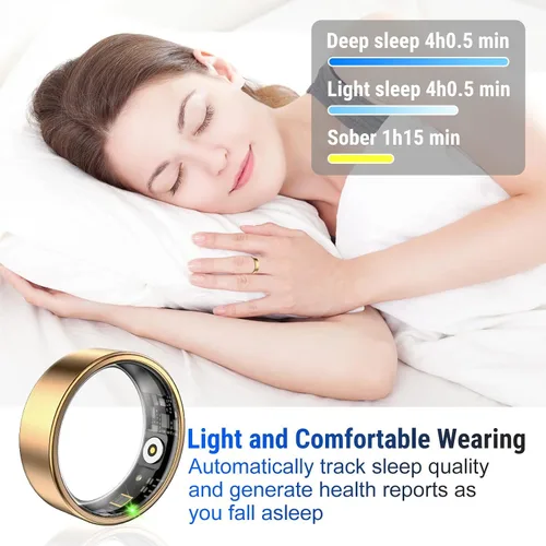 Vista 4 de Smart Ring Fitness Tracker for Women & Men, Heart Rate, Blood Oxygen, Blood Pressure, Sleep & Step Monitor, IP68 Waterproof Health Ring, Compatible
