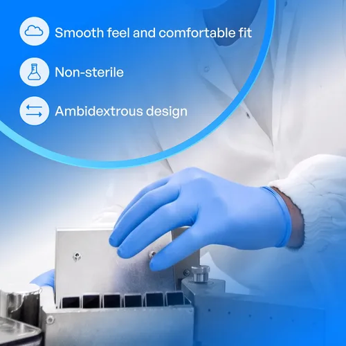 Vista 6 de TRONEX Chemo-Rated Fingertip-Textured Blue Nitrile Exam Gloves, Blue Medical Nitrile Gloves