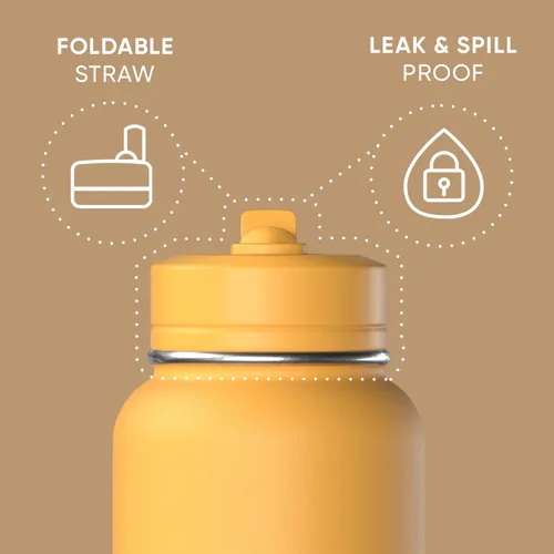 Vista 2 de Hydrapeak Botella de agua deportiva aislada de 32 onzas con tapa con popote, a prueba de fugas y derrames, mantiene las bebidas frías durante 24