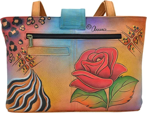 Vista 2 de Anna by Anuschka Bolso mediano pintado a mano de cuero genuino para mujer