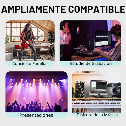 Vista 7 de Cable divisor en Y estéreo de Lightning a dual de 6,35 mm 1/4" TS mono, cable de audio 3 en 1 a dual de 1/4 pulgada, compatible con amplificadores