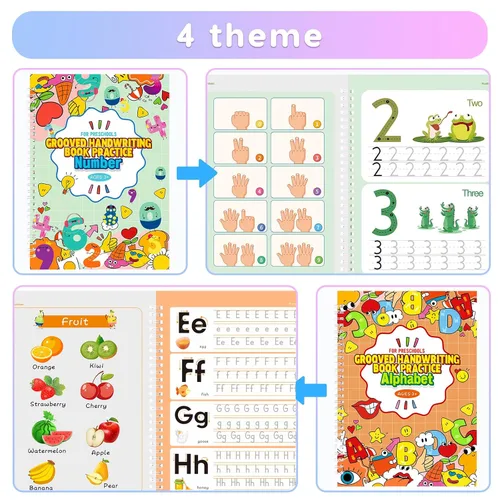 Vista 6 de Cuaderno de práctica mágica, libro de práctica de escritura reutilizable, para caligrafía de niños en edad preescolar de 3 a 8 años