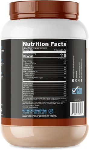 Vista 2 de NutraOne IsolateOne Whey Isolate Proteína en polvo 100% puro aislado de suero en polvo (mantequilla de maní de chocolate - 29 porciones)