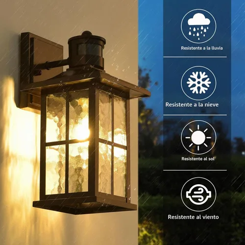 Vista 5 de Farol de pared para exteriores con sensor de movimiento, color marrón, del Marrón 1 paquete