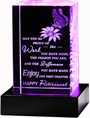 Vista 8 de Regalos de jubilación Qianwei para mujeres y hombres 2025 para compañeros de trabajo - Regalo de despedida en 3D de cristal para compañeros