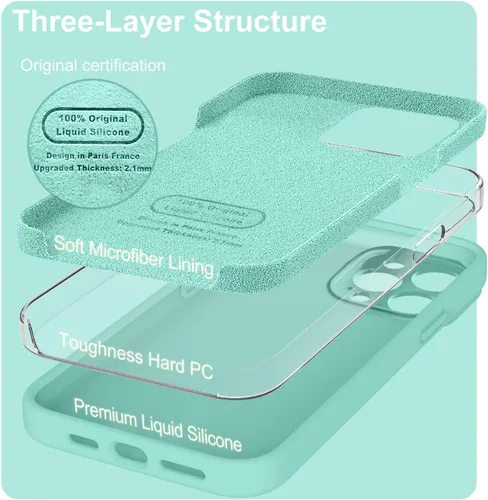 Vista 2 de Funda compatible con iPhone 14 Pro, silicona mejorada [protección de cámara] [forro de microfibra suave] Funda de goma de gel delgada cubierta